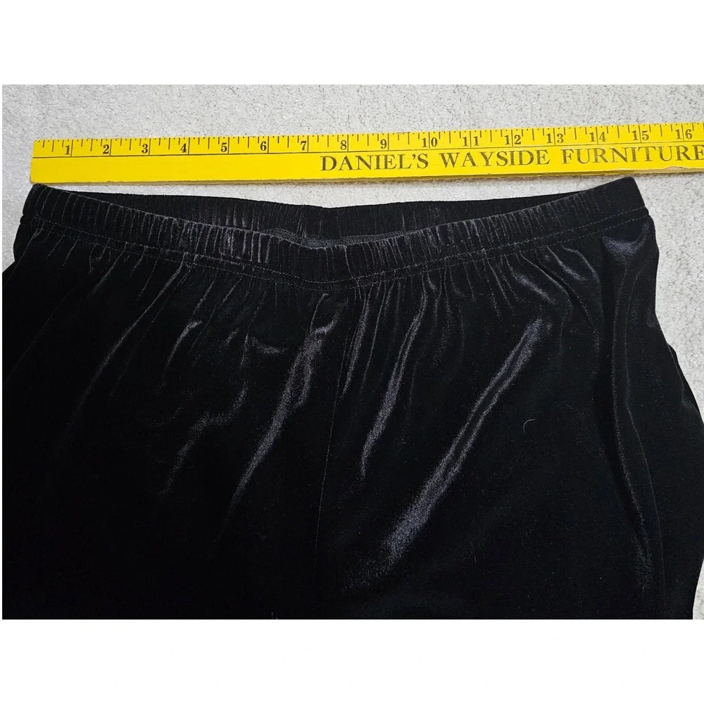 Briggs Petite Black Velvet Pants Elastic Waist Pull On Women's Large LP - Picture 2 of 6